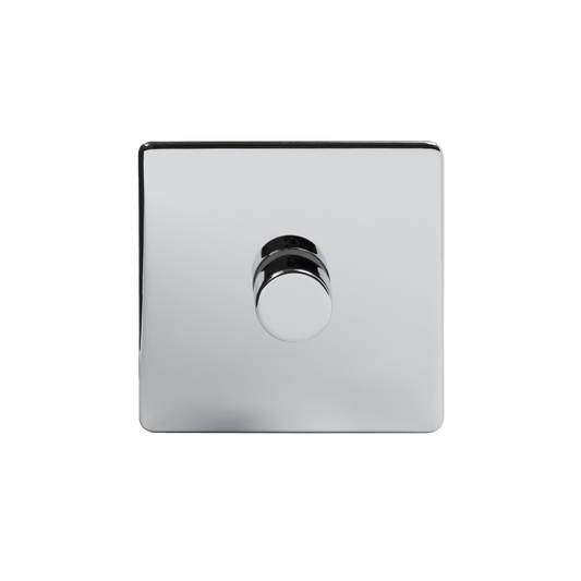 The Finsbury Collection Flat Plate Polished Chrome 1 Gang 250W LED Intermediate Dimmer Switch