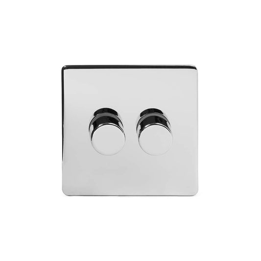 The Finsbury Collection Polished Chrome 2 Gang 1000W DC1-10V Dimmer Switch