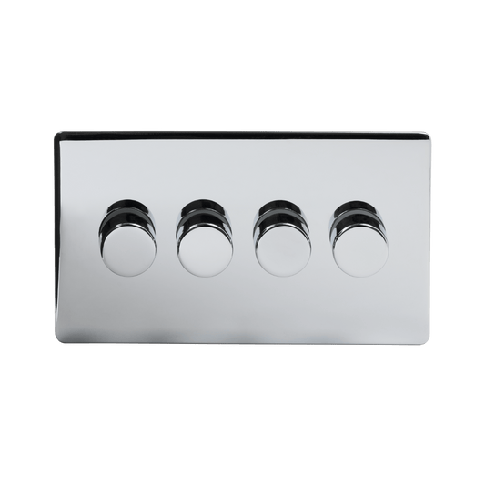 The Finsbury Collection Polished Chrome 4 Gang 400W LED Dimmer Switch