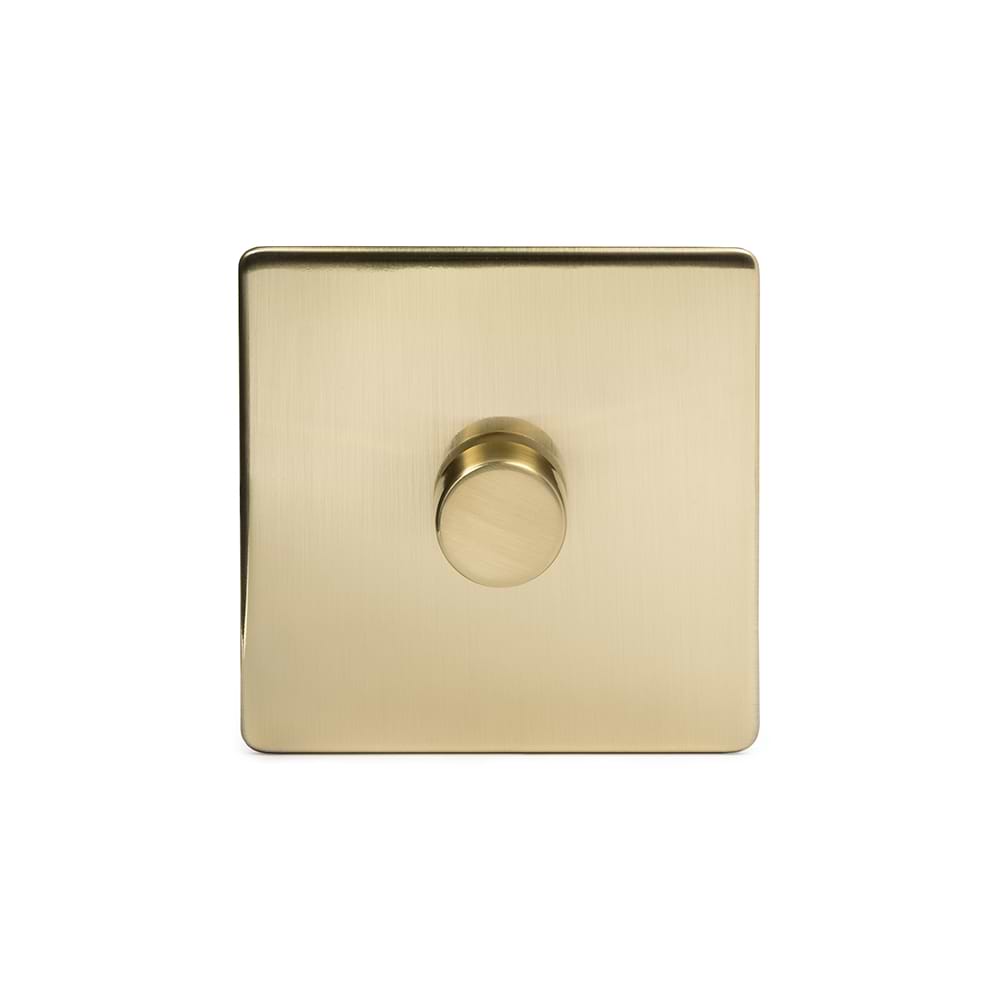 The Savoy Collection Brushed Brass 1 Gang 1000W DC1-10V Dimmer Switch