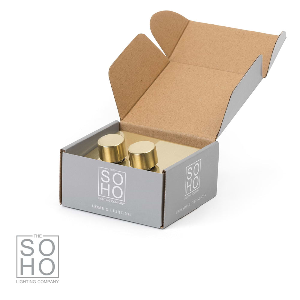 The Savoy Collection Brushed Brass 2 Gang 2 -Way Intelligent Dimmer 150W LED (300W Halogen/Incandescent)