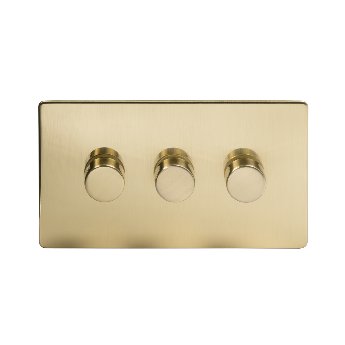 The Savoy Collection Brushed Brass 3 Gang 400W LED Dimmer Switch