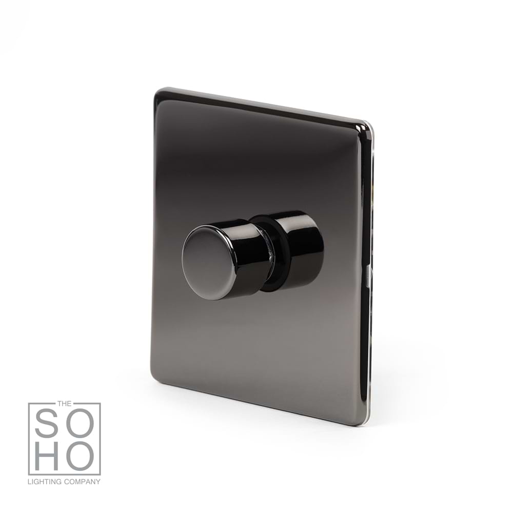 The Connaught Collection Black Nickel 1 Gang 2 -Way Intelligent Dimmer 150W LED (300W Halogen/Incandescent