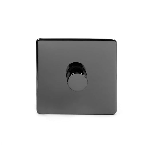 The Connaught Collection Flat Plate Black Nickel 1 Gang 250W LED Intermediate Dimmer Switch