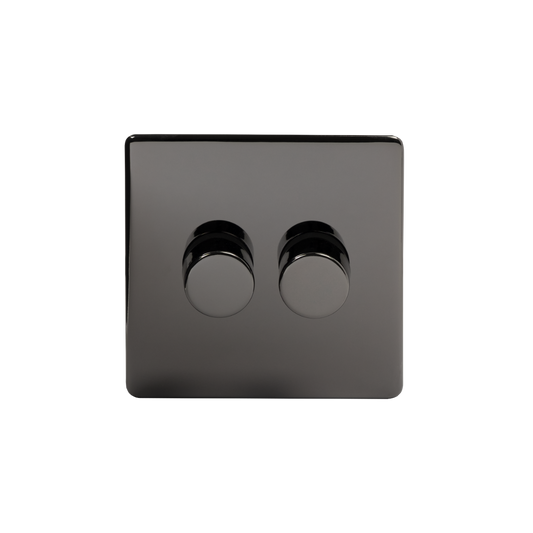 The Connaught Collection Black Nickel 2 Gang 400W LED Dimmer Switch