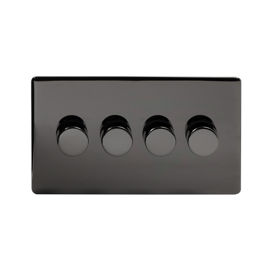 The Connaught Collection Black Nickel 4 Gang 400W LED Dimmer Switch