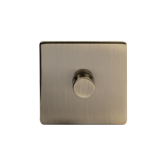 The Charterhouse Collection 1 Gang 250W LED Multi-Way Dimmer Switch.  Antique Brass