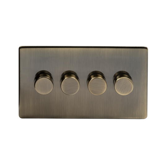 The Charterhouse Collection 4 Gang 400W LED Dimmer Switch Antique Brass