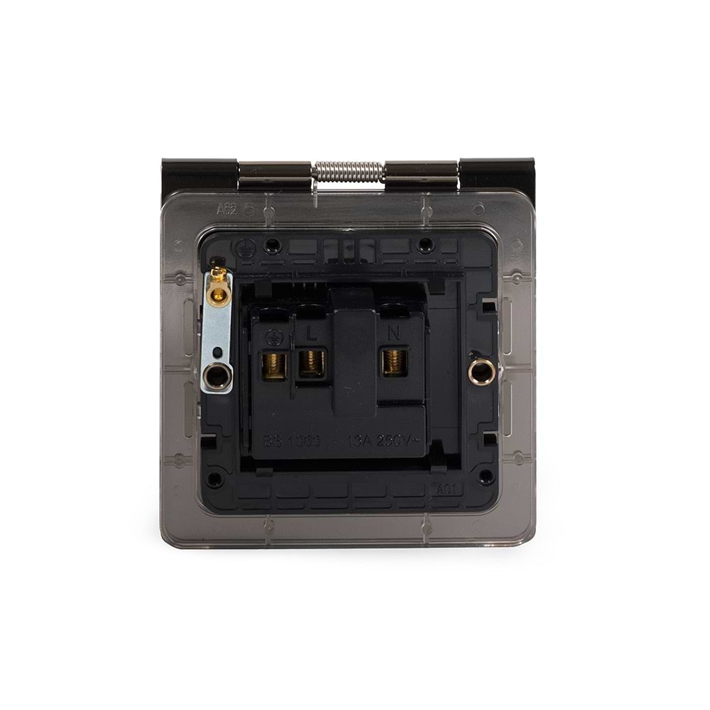The Charterhouse Collection 13A 1Gang Euromod Floor Socket Blk Ins Antique Brass