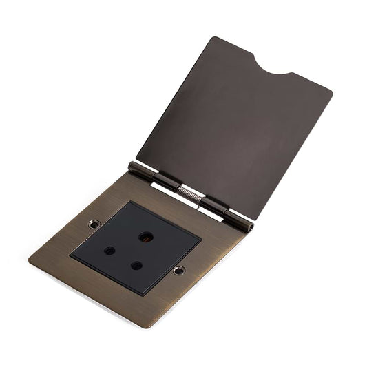 The Charterhouse Collection 5 Amp Floor Socket 1Gang Euromod Blk Ins Antique Brass