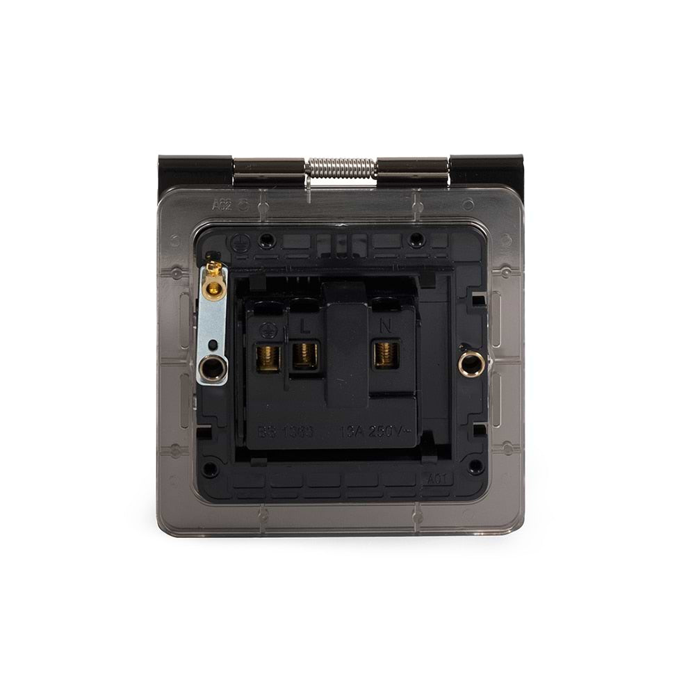 The Charterhouse Collection 5 Amp Floor Socket 1Gang Euromod Blk Ins Antique Brass