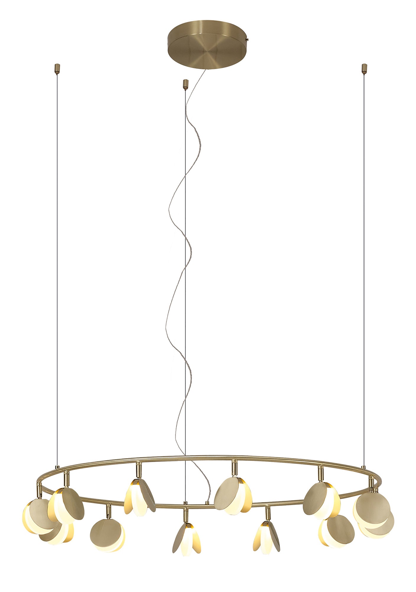 Shell 12 Light Pendant, Round, 50W LED, 3000K, 2650lm, Gold, 3yrs Warranty by Mantra