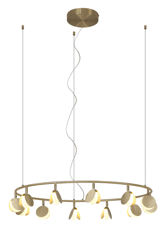 Shell 12 Light Pendant, Round, 50W LED, 3000K, 2650lm, Gold, 3yrs Warranty by Mantra