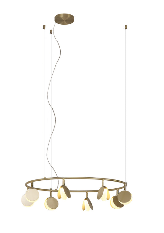 Shell 8 Light Pendant, Round, 40W LED, 3000K, 2120lm, Gold, 3yrs Warranty by Mantra