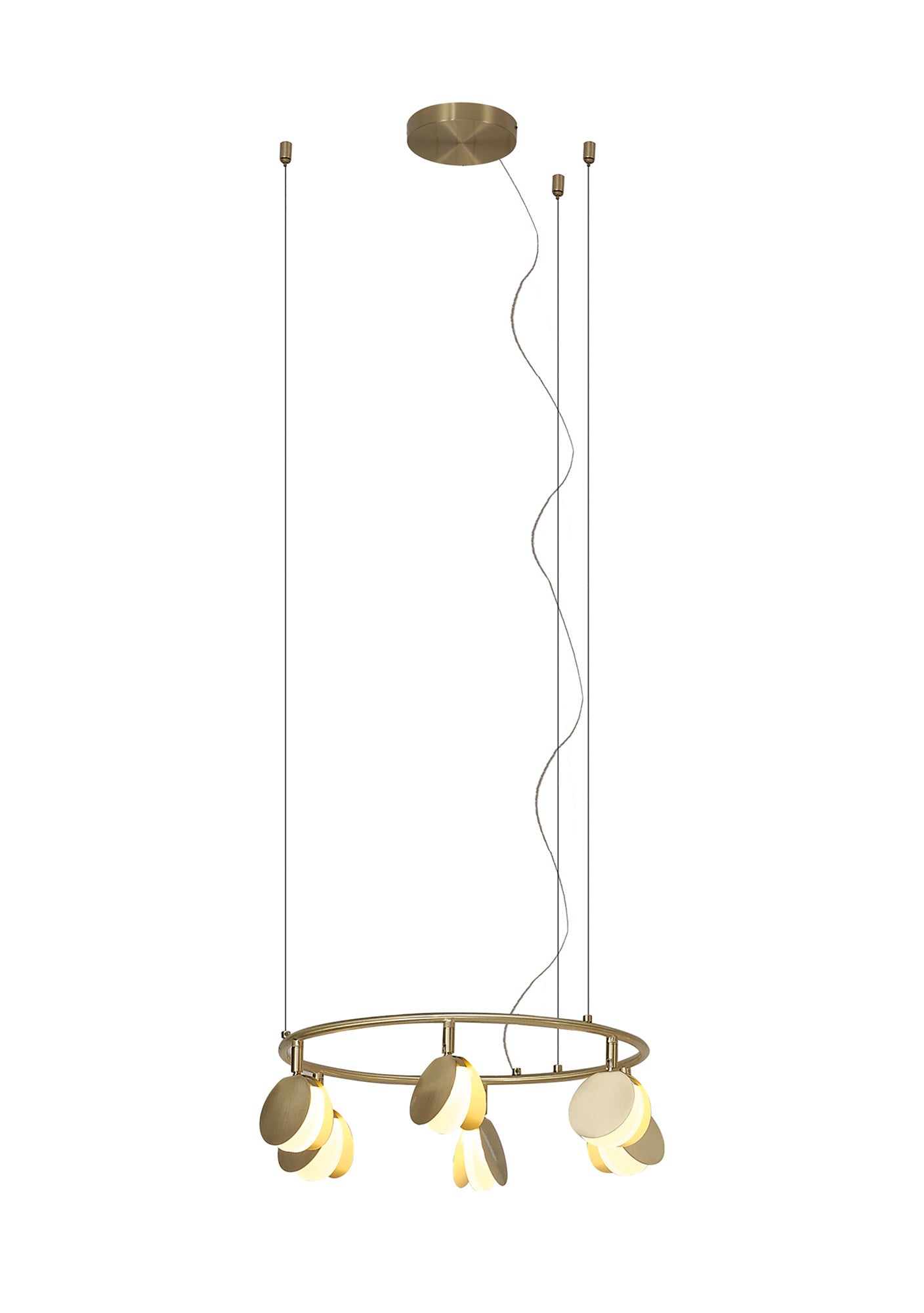 Shell 6 Light Pendant, Round, 30W LED, 3000K, 1590lm, Gold, 3yrs Warranty by Mantra