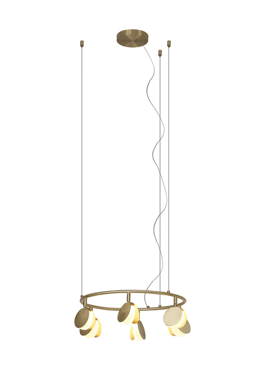 Shell 6 Light Pendant, Round, 30W LED, 3000K, 1590lm, Gold, 3yrs Warranty by Mantra