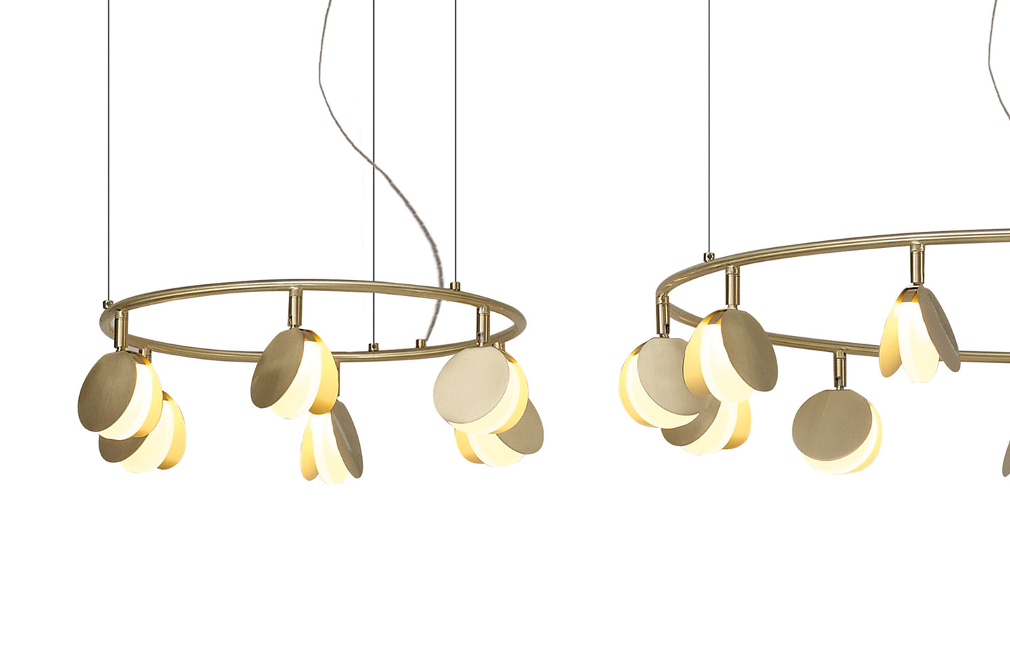 Shell 12+8+4 Light Pendant, Round, 120W LED, 3000K, 6360lm, Gold, 3yrs Warranty by Mantra