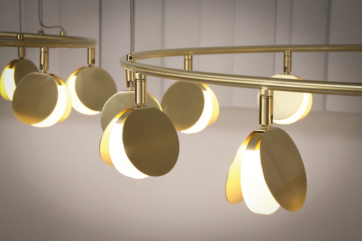 Shell 8+6 Light Pendant, Round, 70W LED, 3000K, 3710lm, Gold, 3yrs Warranty by Mantra