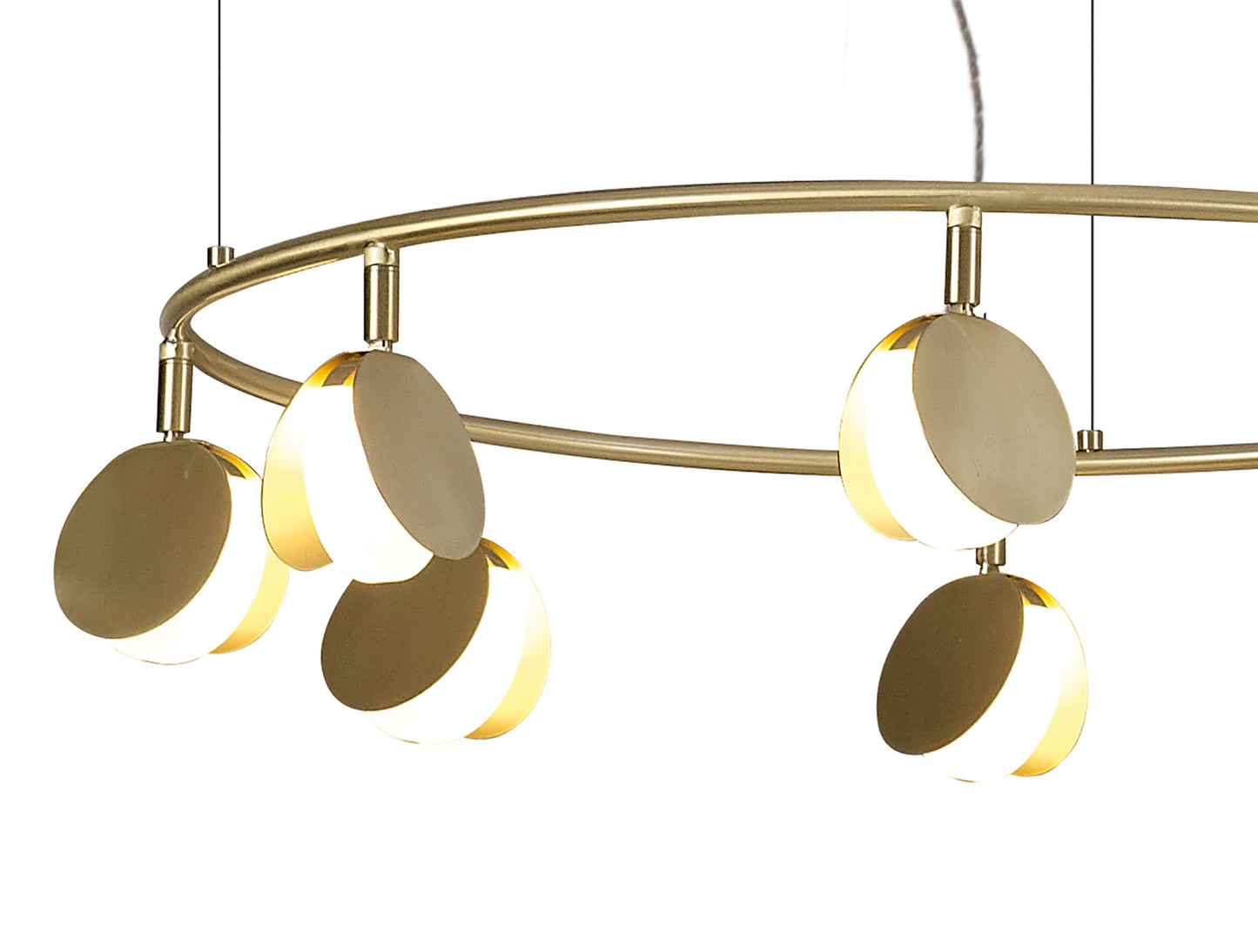 Shell 8+6 Light Pendant, Round, 70W LED, 3000K, 3710lm, Gold, 3yrs Warranty by Mantra