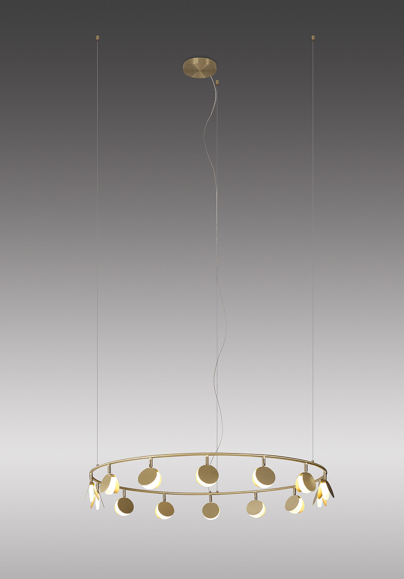 Shell 14 Light Pendant, Round, 60W LED, 3000K, 3180lm, Gold, 3yrs Warranty by Mantra