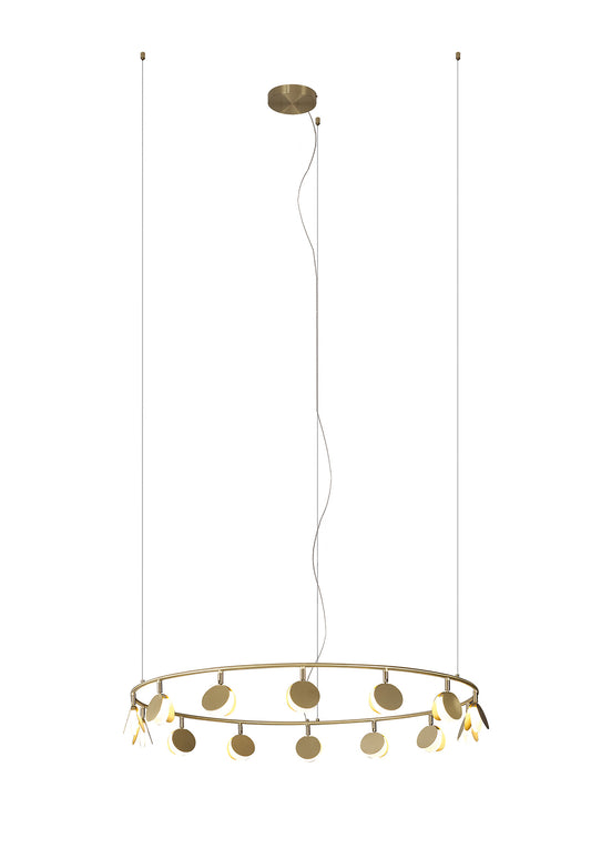 Shell 14 Light Pendant, Round, 60W LED, 3000K, 3180lm, Gold, 3yrs Warranty by Mantra