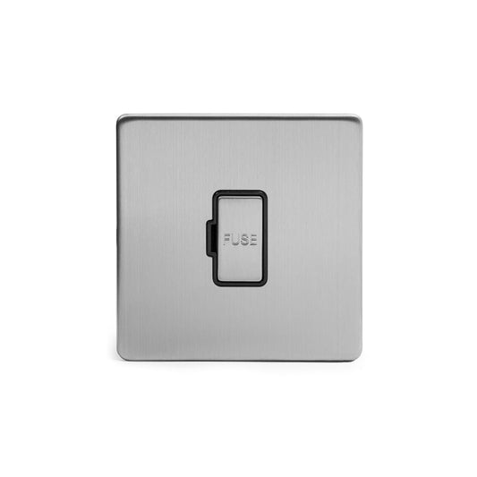 The Lombard Collection Brushed Chrome Fused Connection Unit (FCU) Unswitched 13A DP Blk Ins Screwless