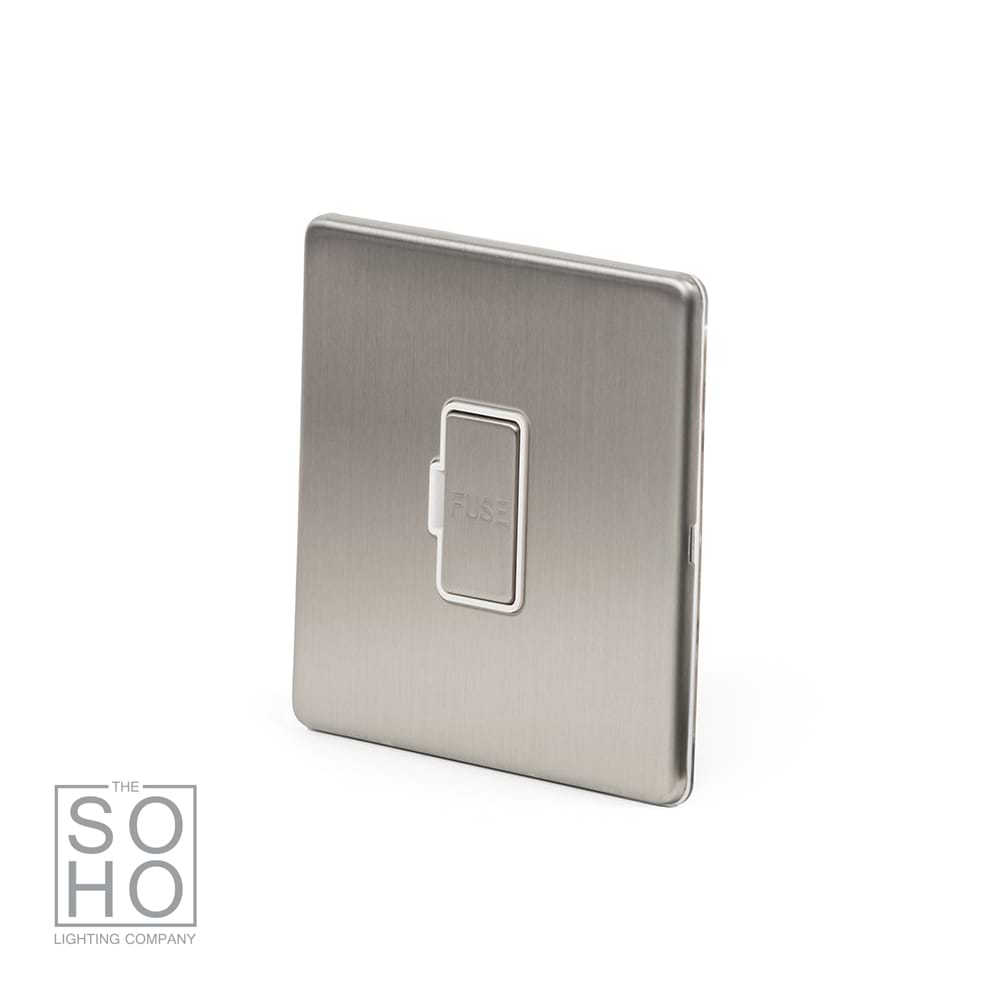 The Lombard Collection Brushed Chrome Fused Connection Unit (FCU) Unswitched 13A DP Wht Ins Screwless