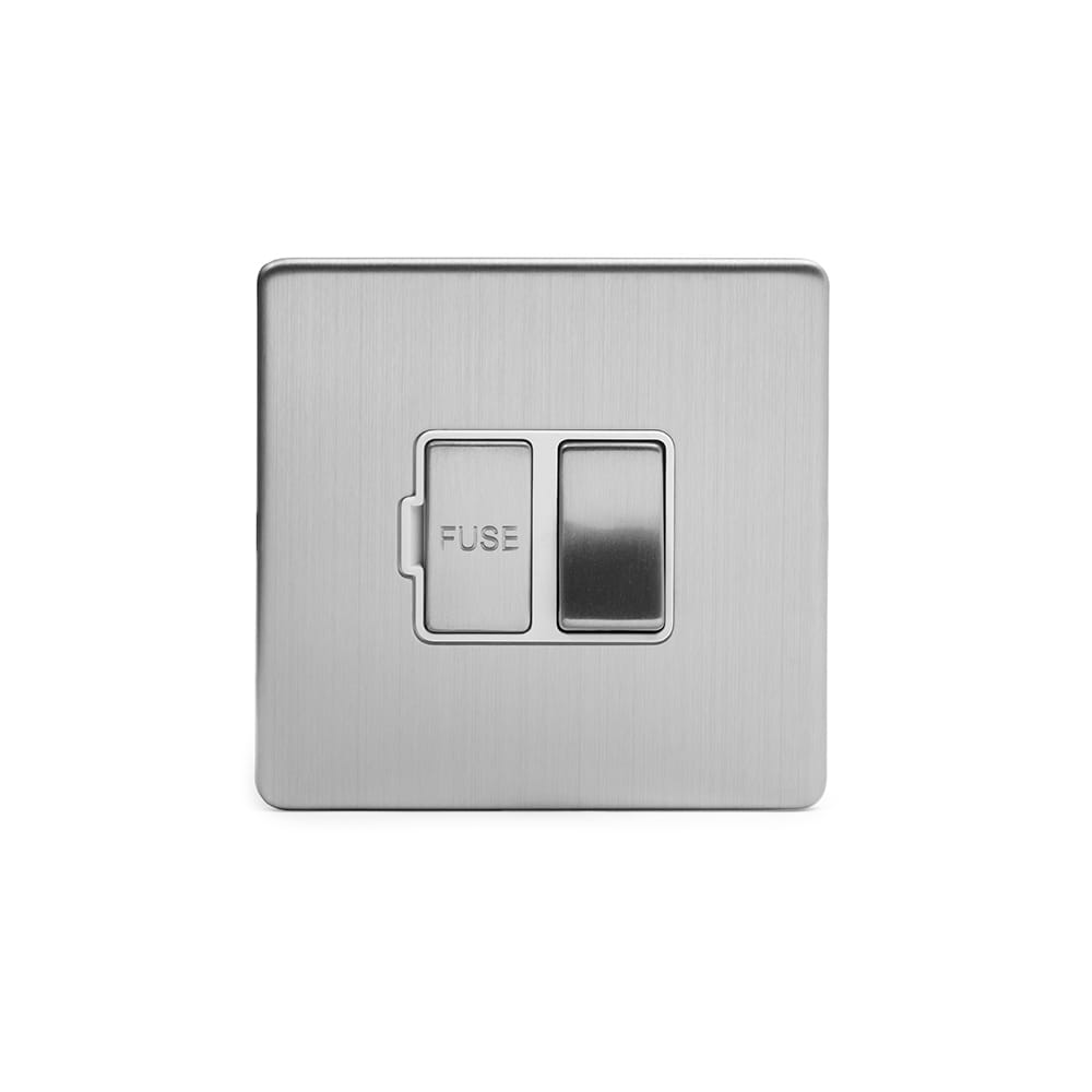 The Lombard Collection Brushed Chrome Fused Connection Unit (FCU) Switched 13A DP Wht Ins Screwless
