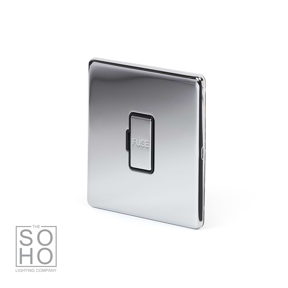 The Finsbury Collection Polished chrome Fused Connection Unit (FCU) Unswitched 13A DP Blk Ins Screwless