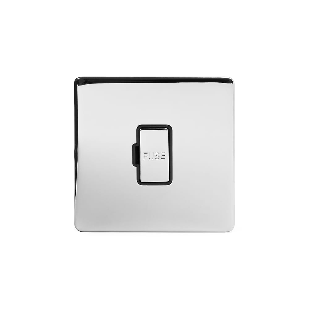 The Finsbury Collection Polished chrome Fused Connection Unit (FCU) Unswitched 13A DP Blk Ins Screwless