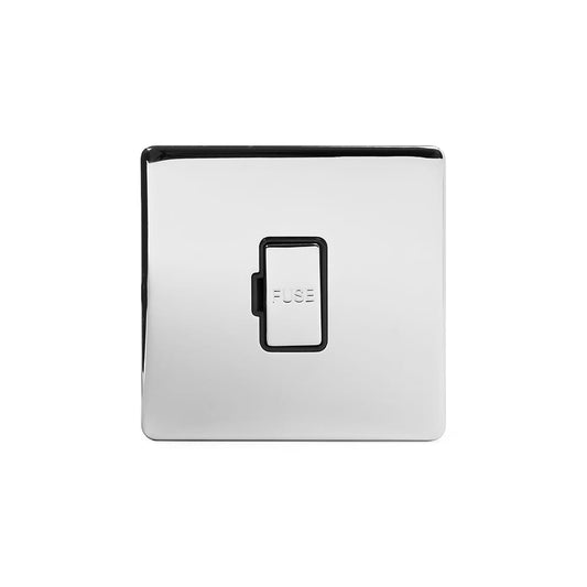 The Finsbury Collection Polished chrome Fused Connection Unit (FCU) Unswitched 13A DP Blk Ins Screwless