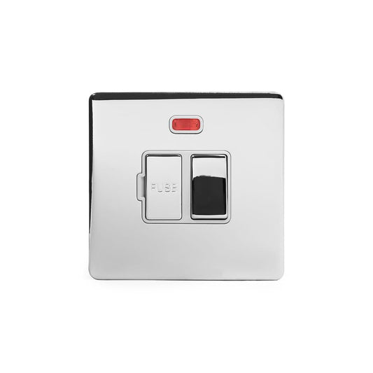 The Finsbury Collection Polished chrome Fused Connection Unit (FCU) Switched with Neon 13A DP Wht Ins Screwless