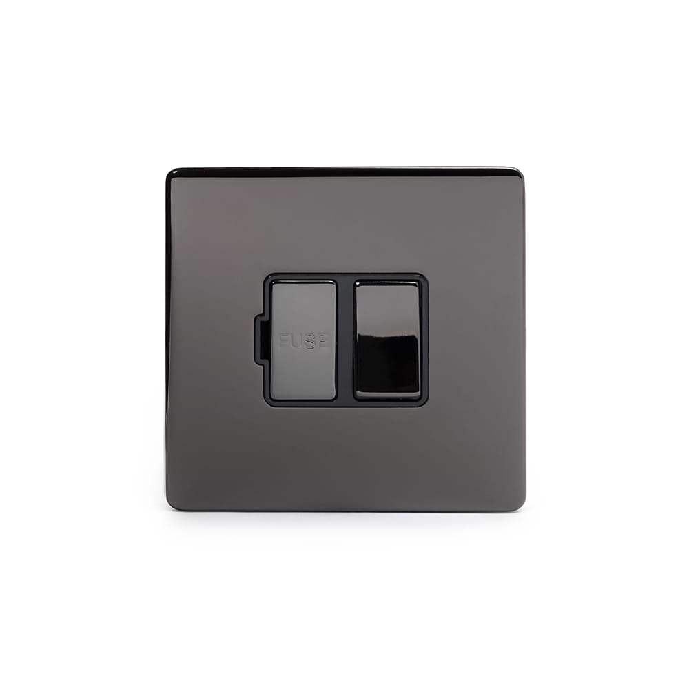 The Connaught Collection Black Nickel Fused Connection Unit (FCU) Switched 13A DP Blk Ins Screwless