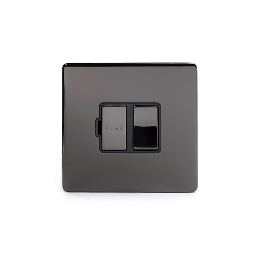 The Connaught Collection Black Nickel Fused Connection Unit (FCU) Switched 13A DP Blk Ins Screwless