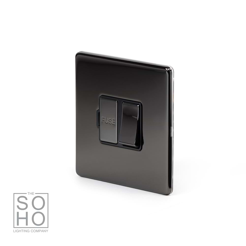 The Connaught Collection Black Nickel Fused Connection Unit (FCU) Switched 13A DP Blk Ins Screwless