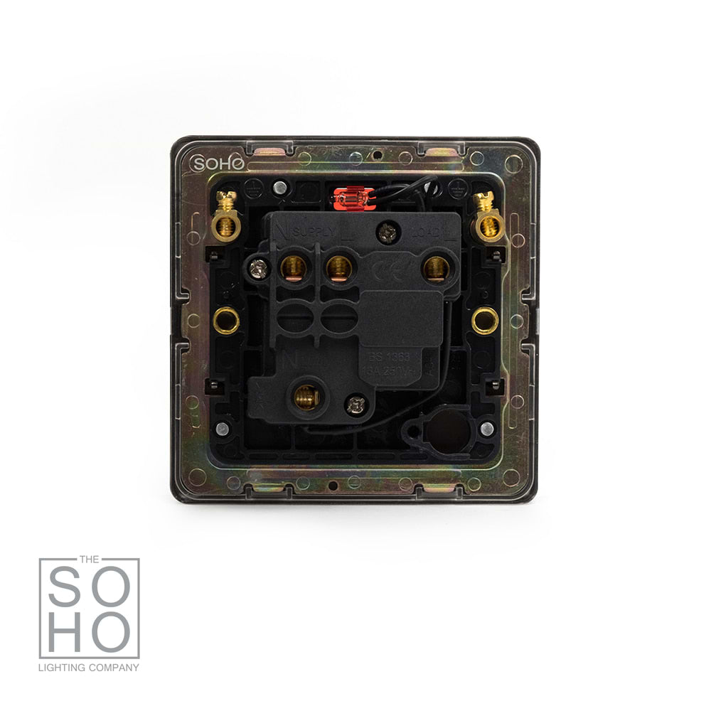 The Connaught Collection Black Nickel Fused Connection Unit (FCU) Switched with Neon 13A DP Blk Ins Screwless