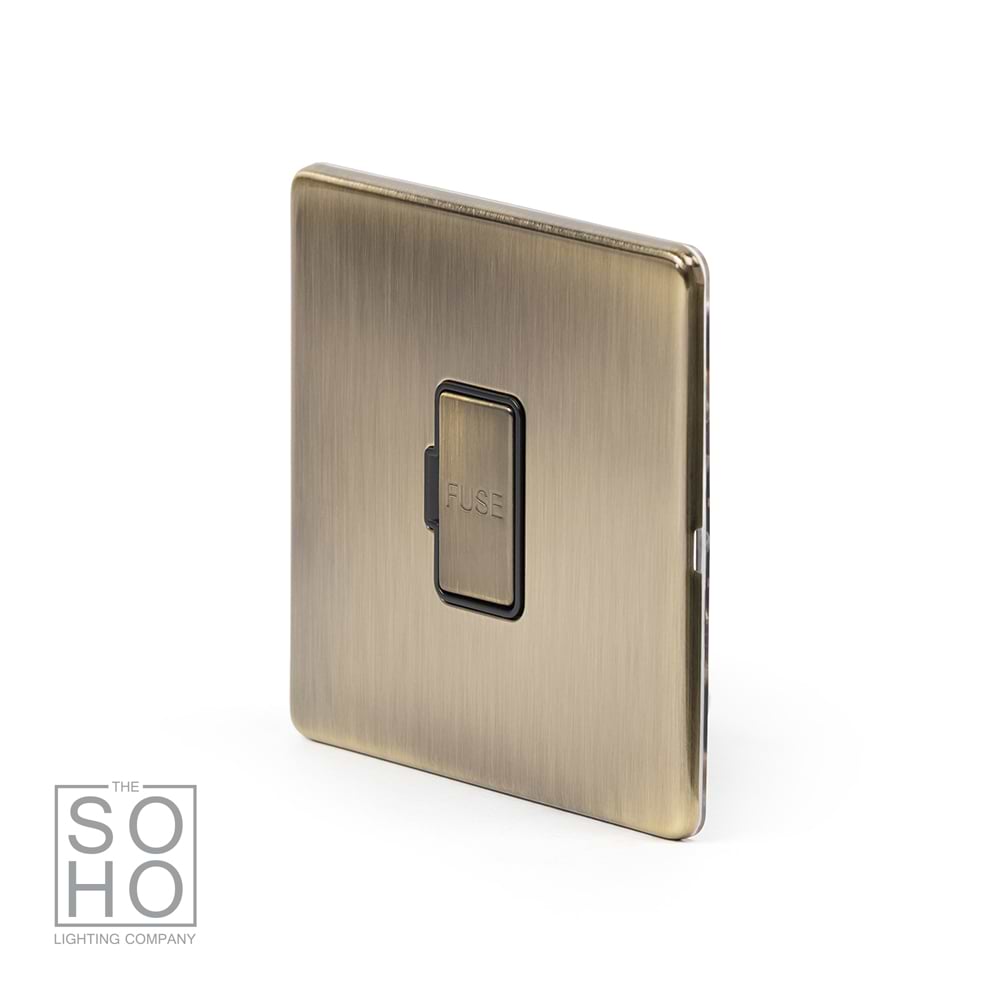 The Charterhouse Collection Fused Connection Unit (FCU) Unswitched 13A DP Blk Ins Screwless Antique Brass