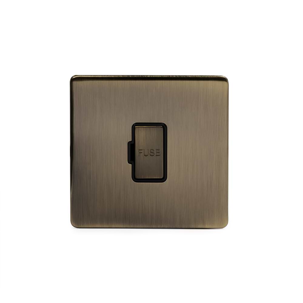 The Charterhouse Collection Fused Connection Unit (FCU) Unswitched 13A DP Blk Ins Screwless Antique Brass