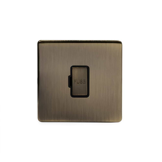 The Charterhouse Collection Fused Connection Unit (FCU) Unswitched 13A DP Blk Ins Screwless Antique Brass