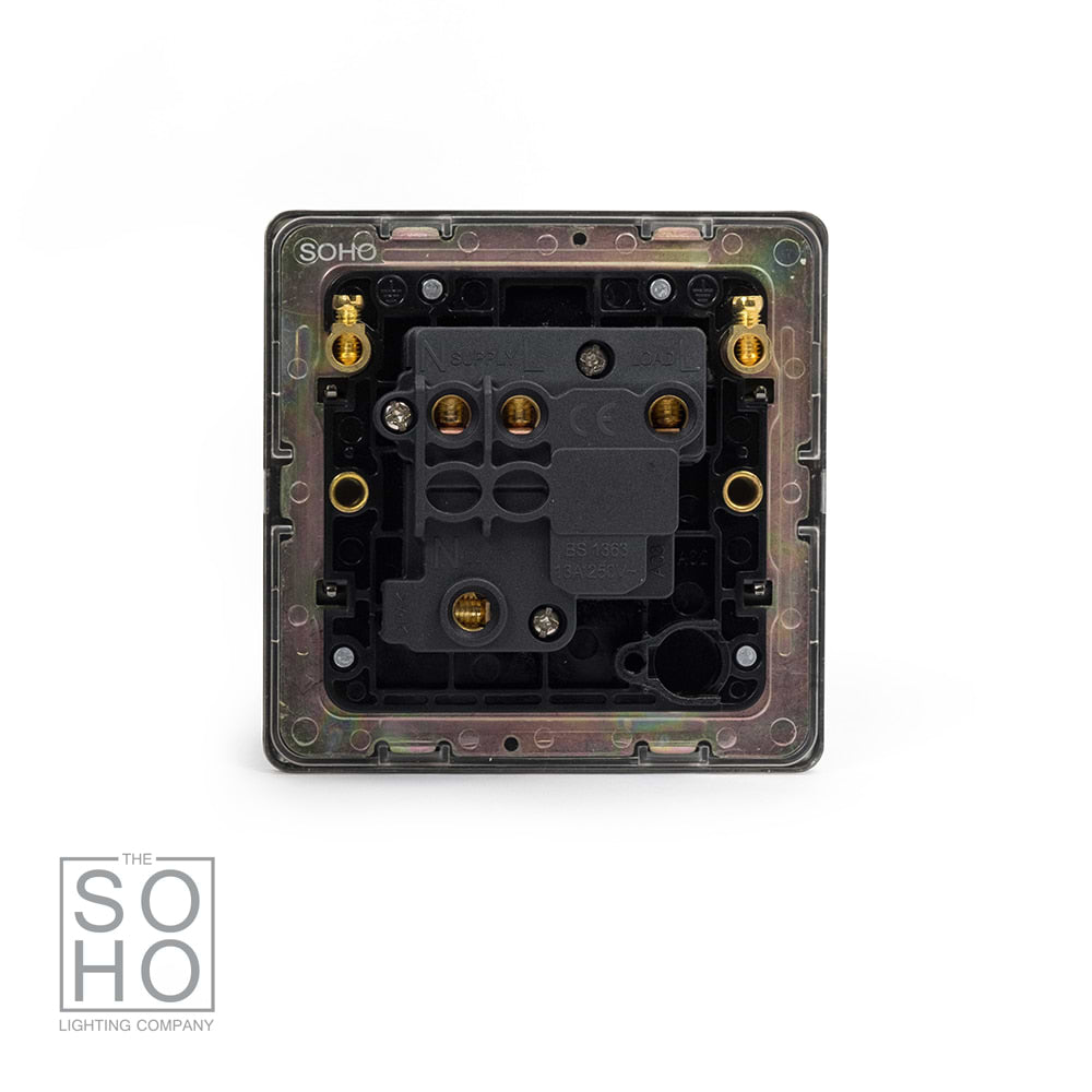 The Charterhouse Collection Switched Fused Connection Unit (FCU) 13A Double Pole Black Inserts Antique Brass