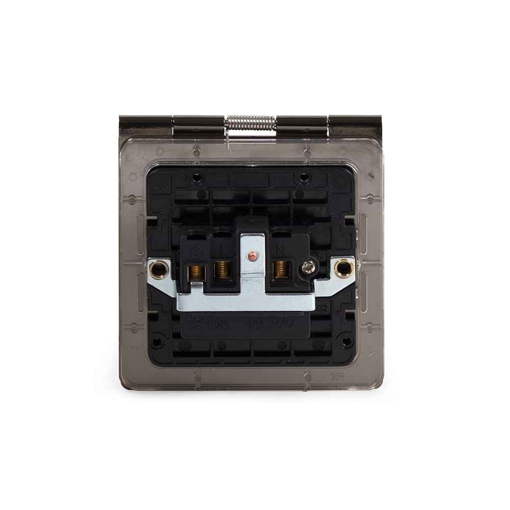 The Charterhouse Collection 13A 1 Gang Floor Socket Blk Ins  Antique Brass