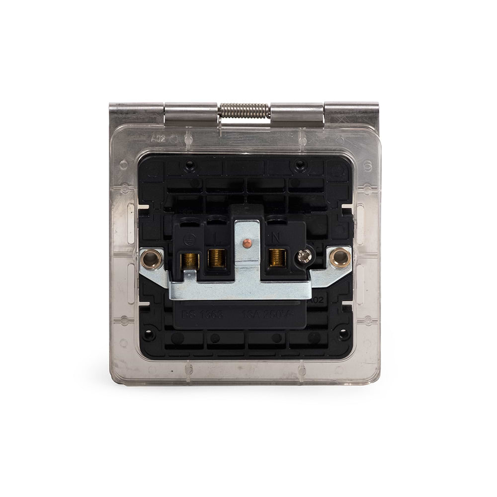 The Lombard Collection Brushed Chrome 13A 1Gang Floor Socket Blk Ins