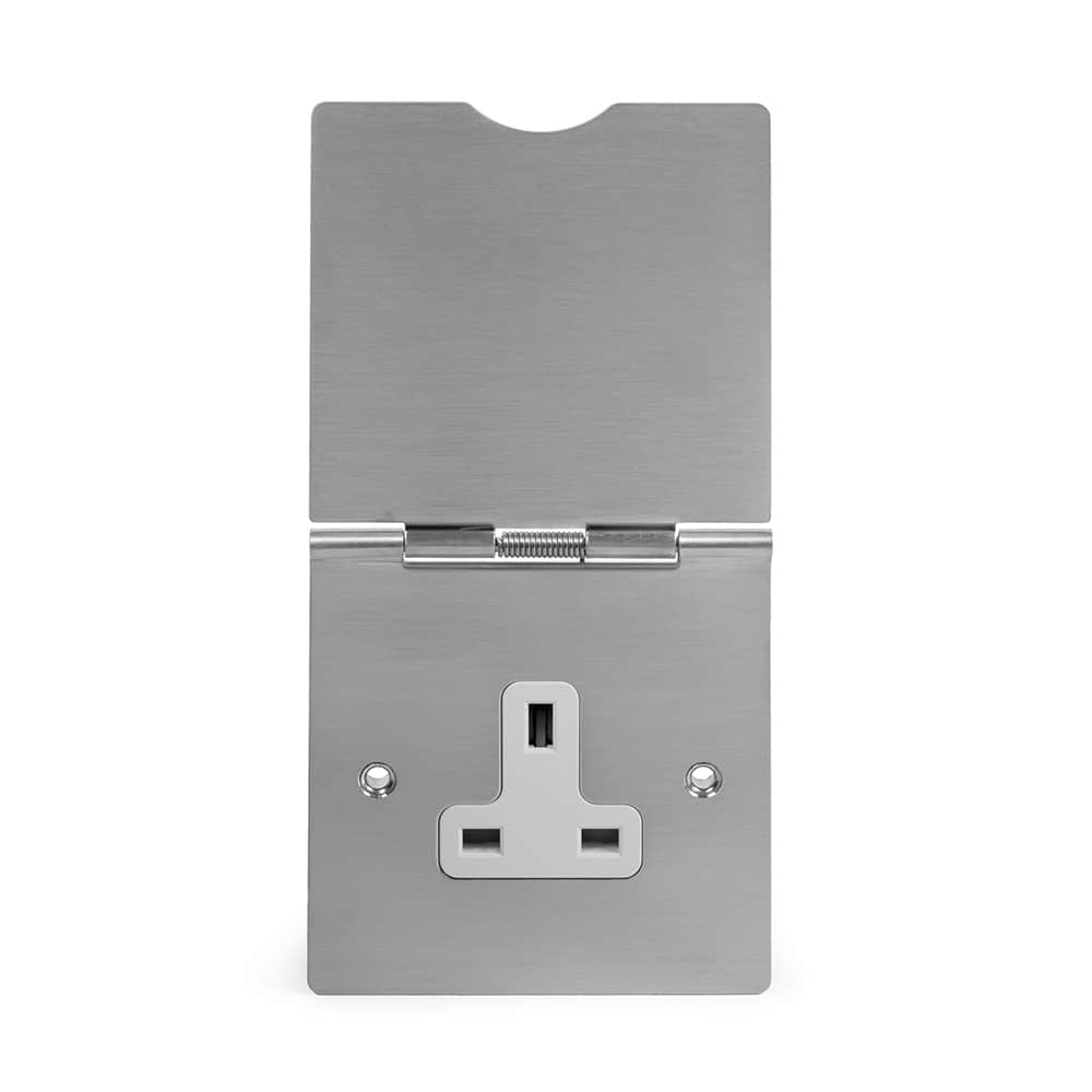 The Lombard Collection 13A 1 Gang Floor Socket Brushed Chrome Wht Ins