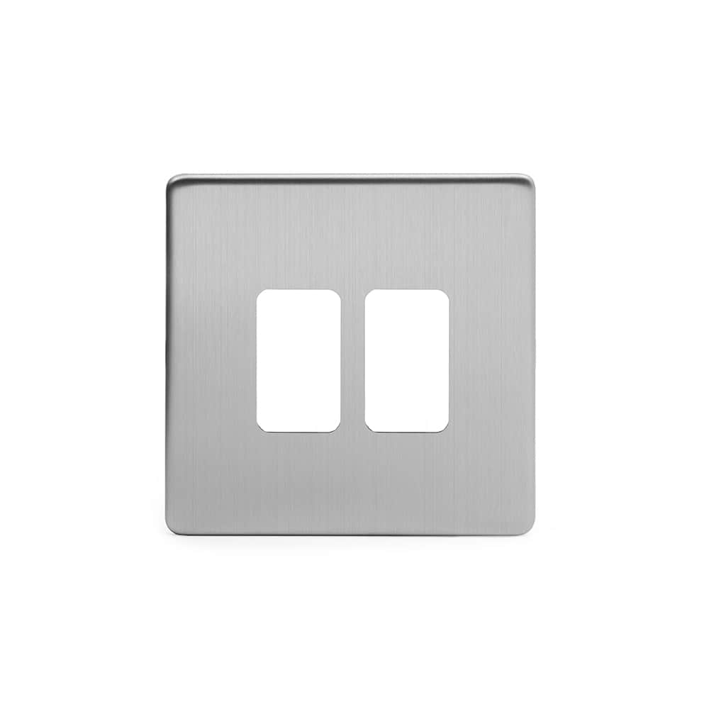 The Lombard Collection Brushed Chrome 2 Gang RM Rectangular Module Grid Switch Plate