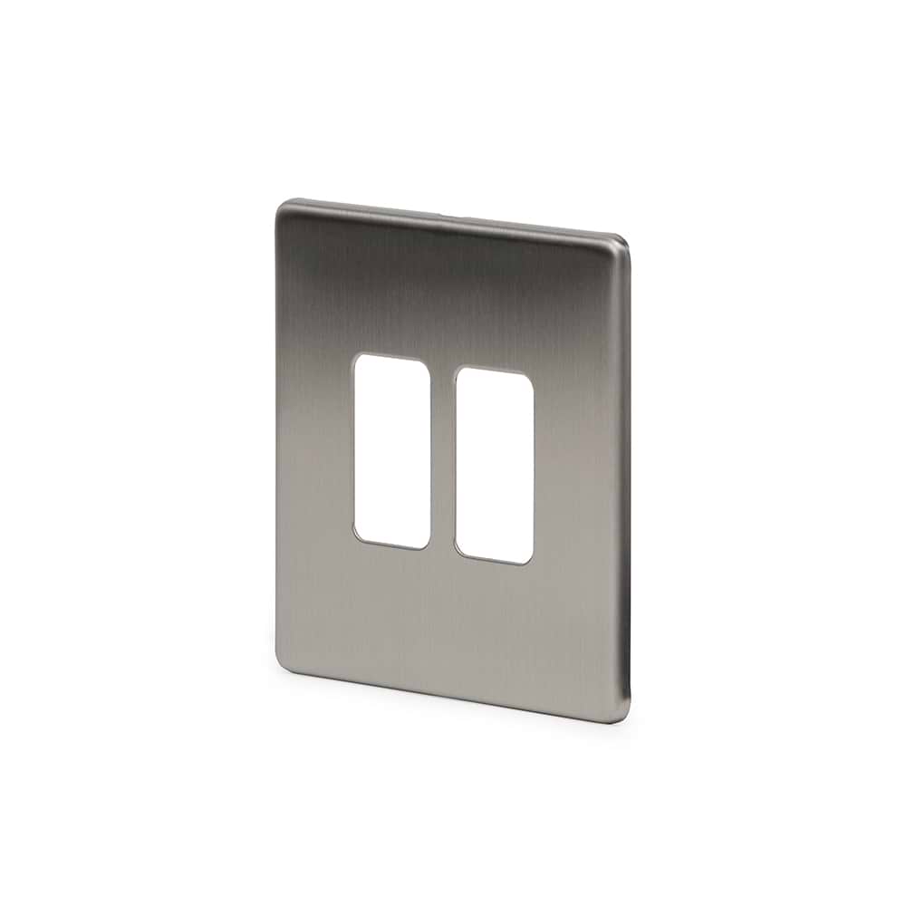 The Lombard Collection Brushed Chrome 2 Gang RM Rectangular Module Grid Switch Plate