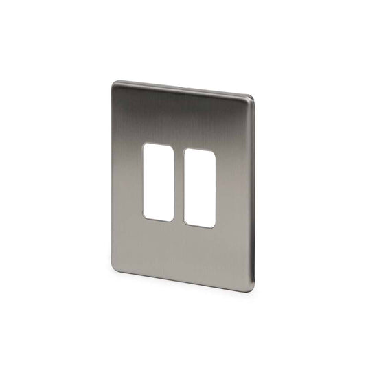 The Lombard Collection Brushed Chrome 2 Gang RM Rectangular Module Grid Switch Plate