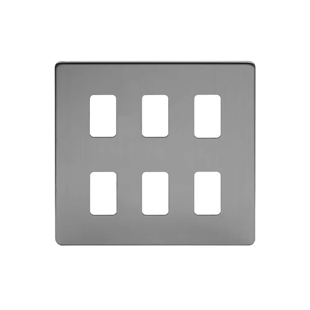 The Lombard Collection Brushed Chrome 6 Gang RM Rectangular Module Grid Switch Plate