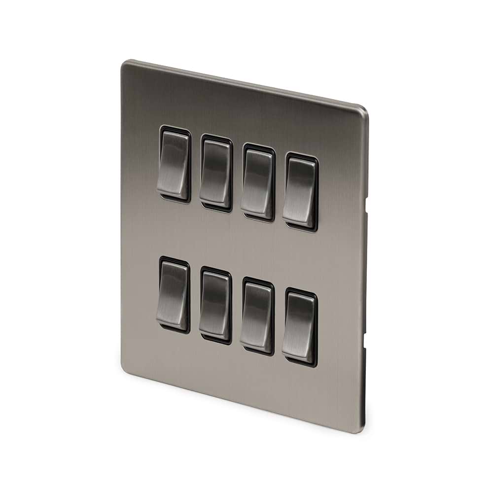 The Lombard Collection Brushed Chrome 8 Gang RM Rectangular Module Grid Switch Plate