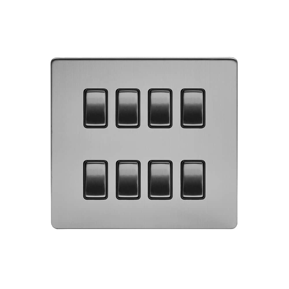 The Lombard Collection Brushed Chrome 8 Gang RM Rectangular Module Grid Switch Plate
