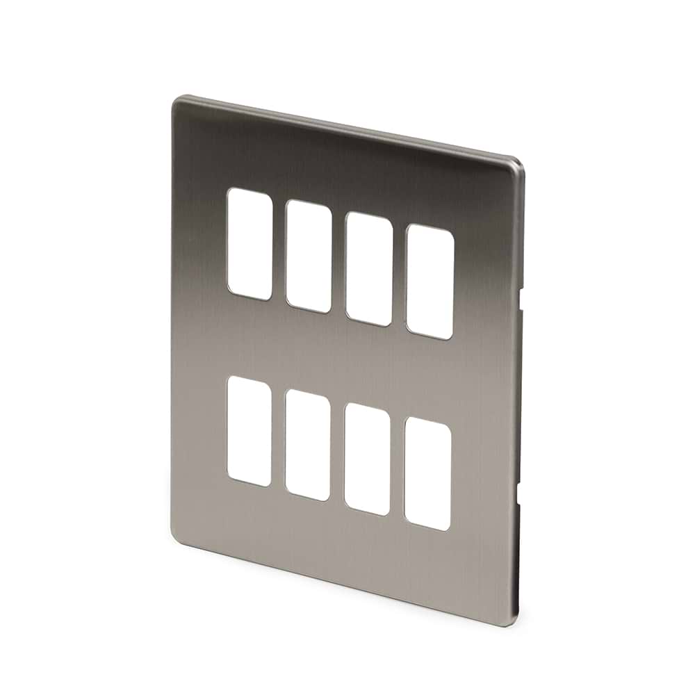 The Lombard Collection Brushed Chrome 8 Gang RM Rectangular Module Grid Switch Plate